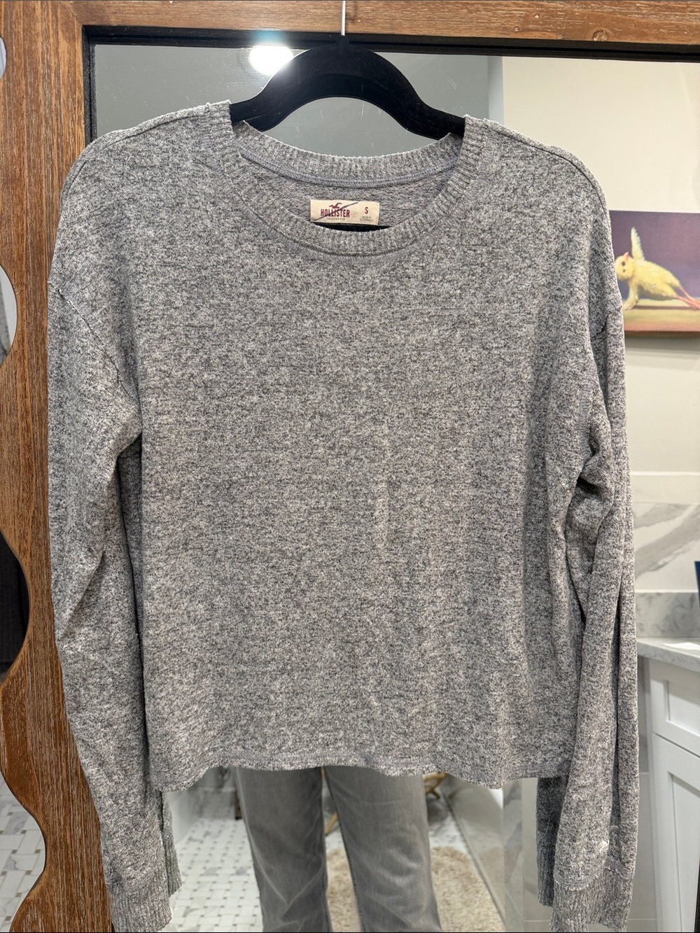 Hollister Gray Lightweight Crewneck Sweater
